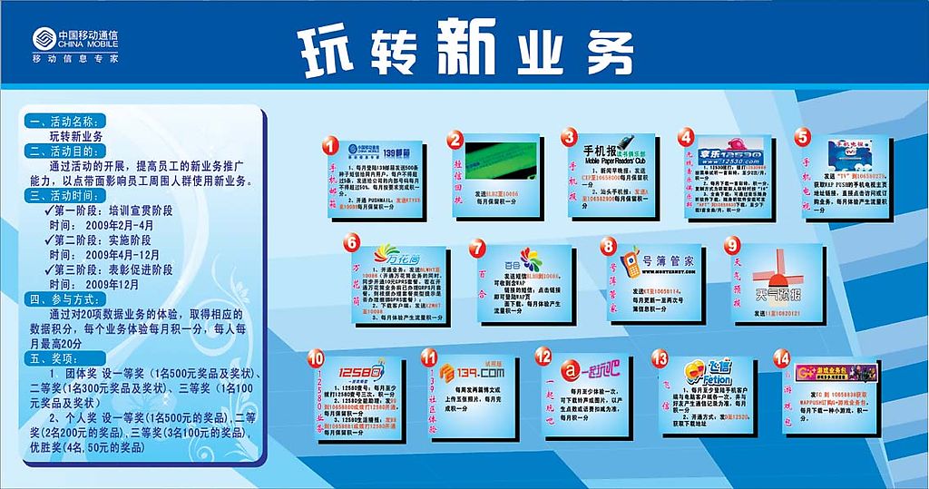 中國移動(dòng)玩轉(zhuǎn)新業(yè)務(wù)版報(bào)矢量圖